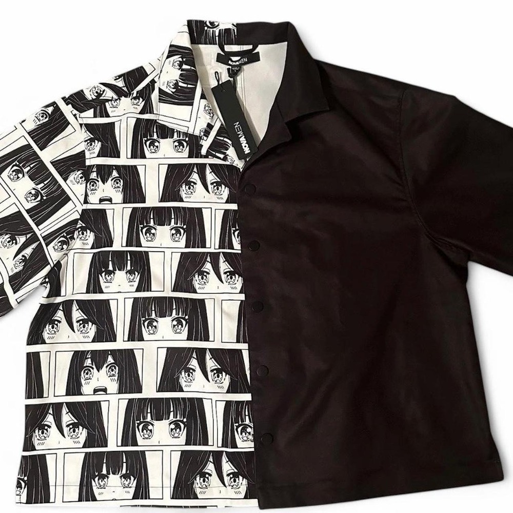 Fashion Nova Anime Pic Shirt Men's Large Button Up Shirt NWT